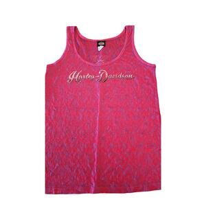 Pink and Purple paisley Bling Harley Davidson tank top size medium